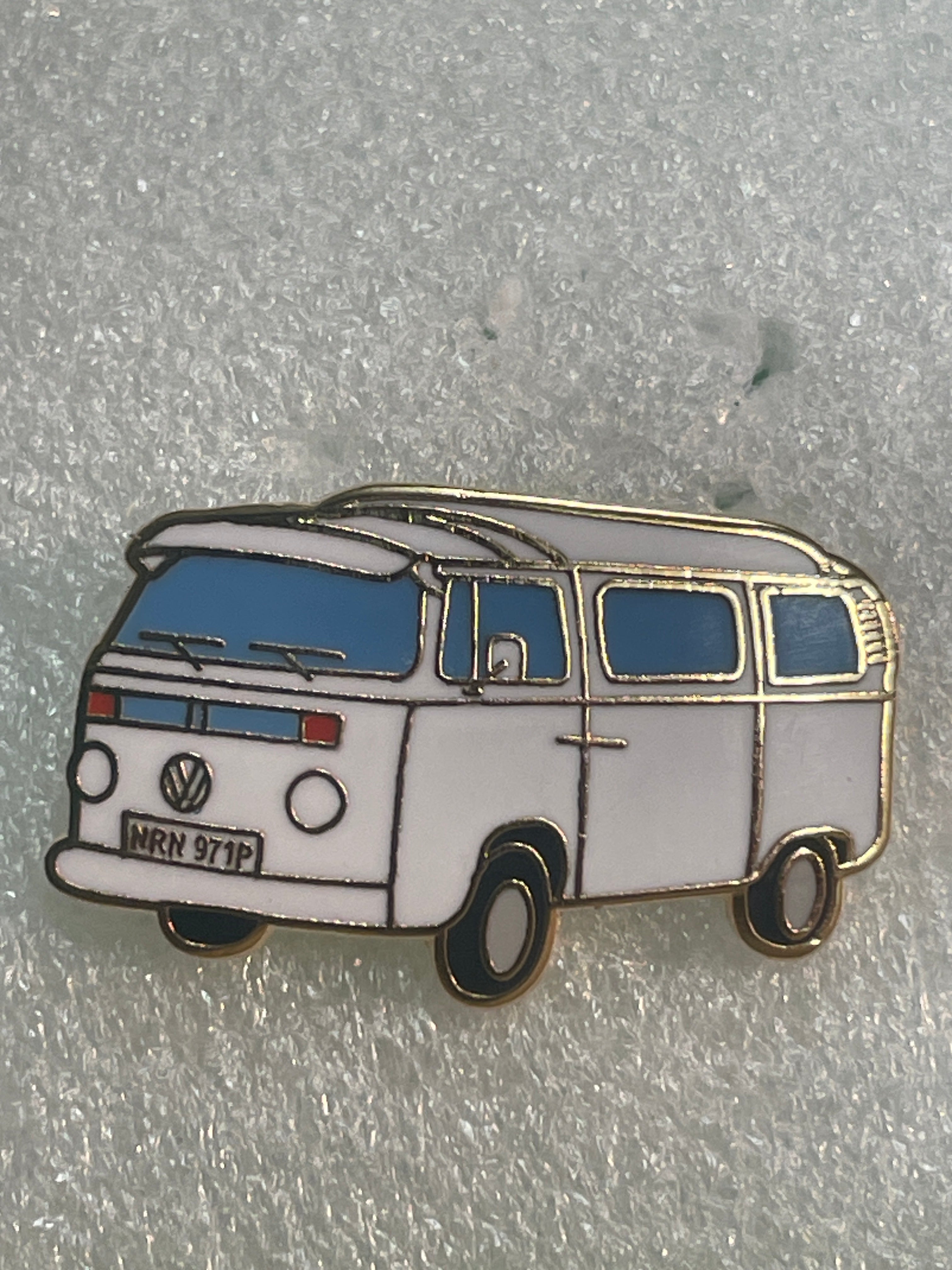 White Campervan Enamel Pin Badge