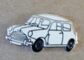 WHITE MINI CAR (OLD DESIGN) ENAMEL PIN BADGE - NEW0