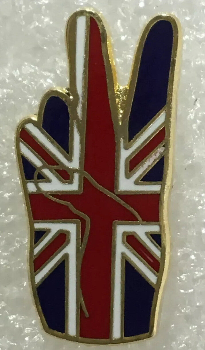"victory" Union Flag pin badge Two fingers Union Flag0