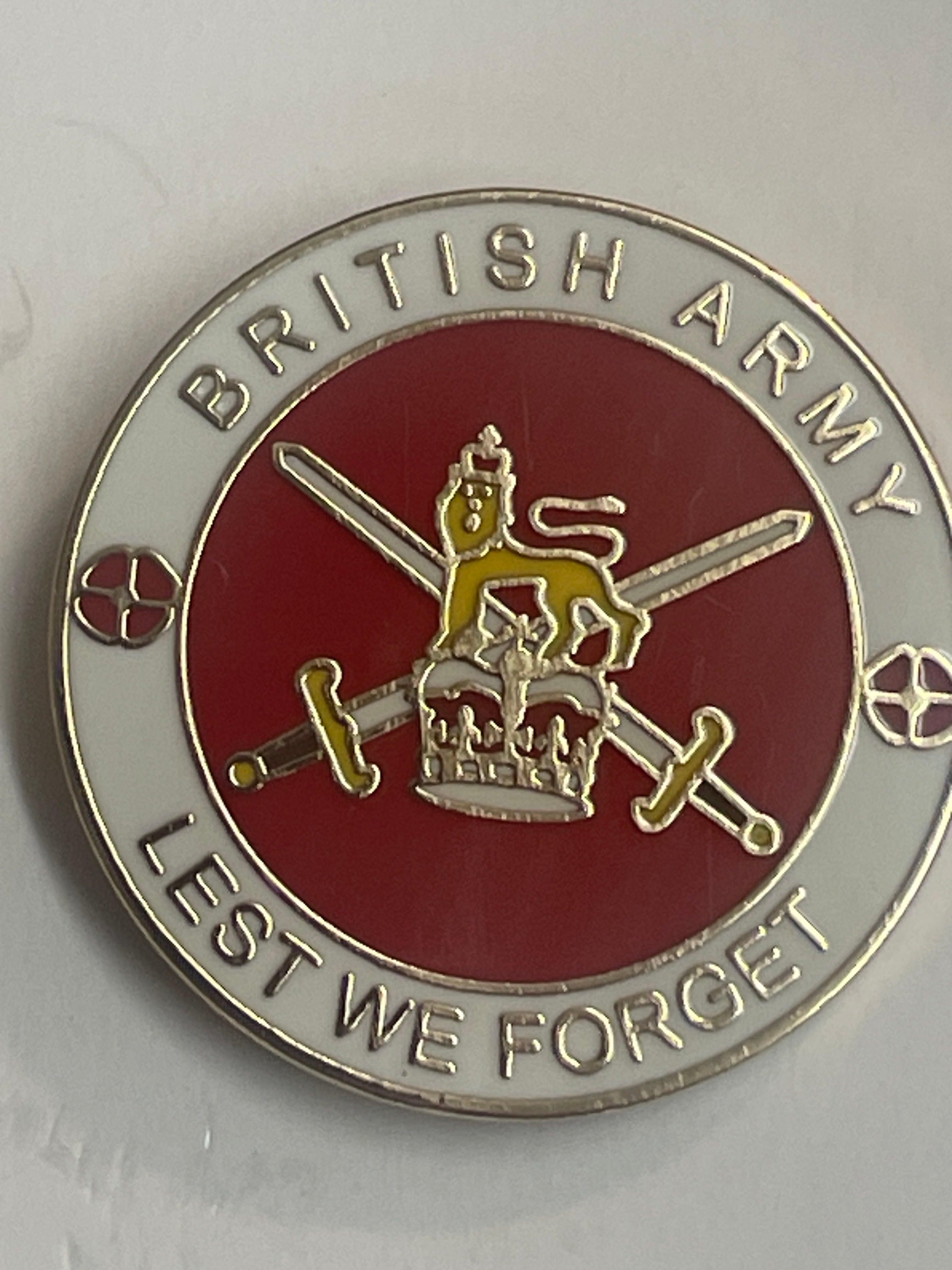 BRITISH ARMY Lest We Forget Hard Enamel Pin Badge