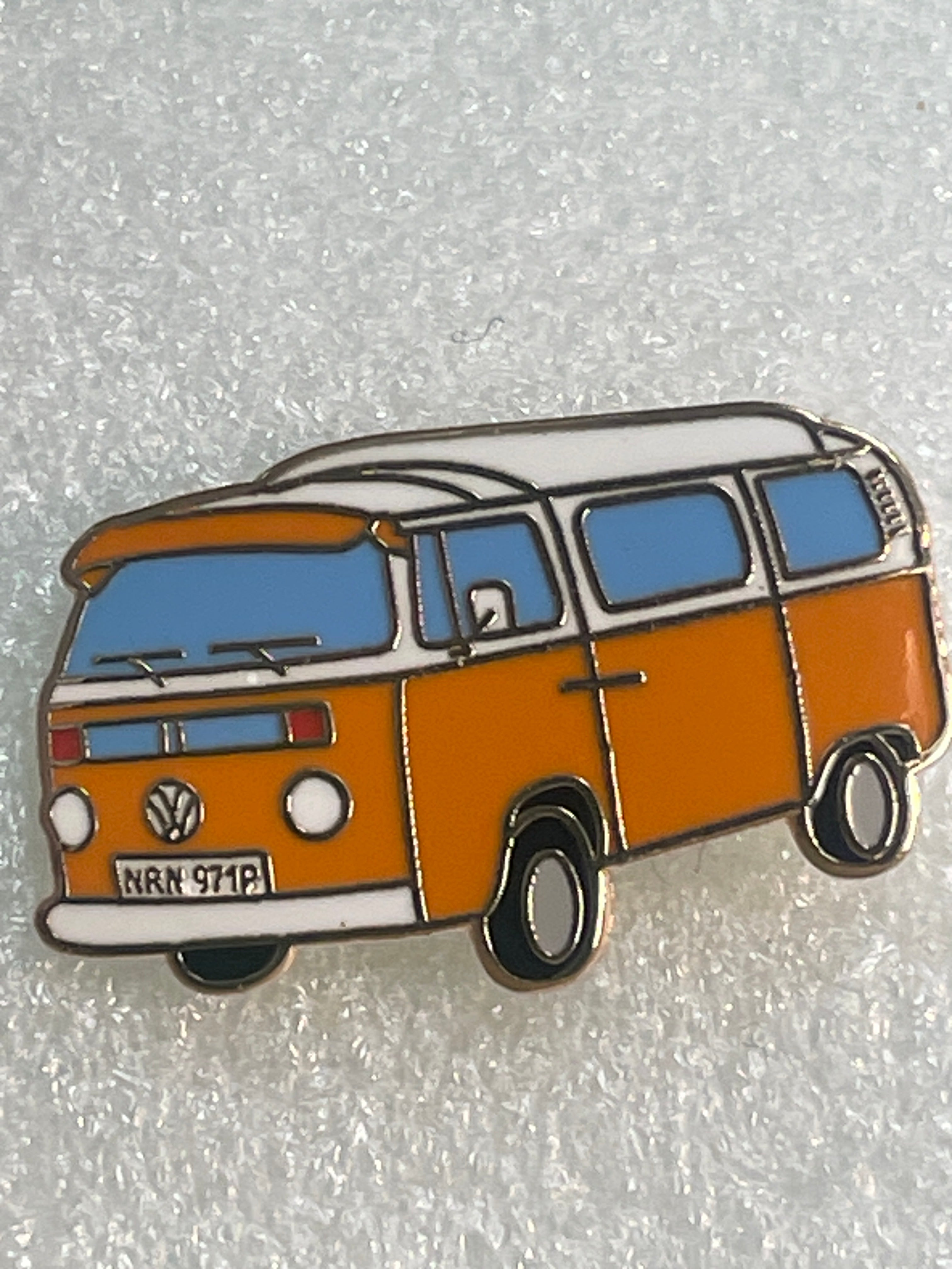 ORANGE Campervan Enamel Pin Badge