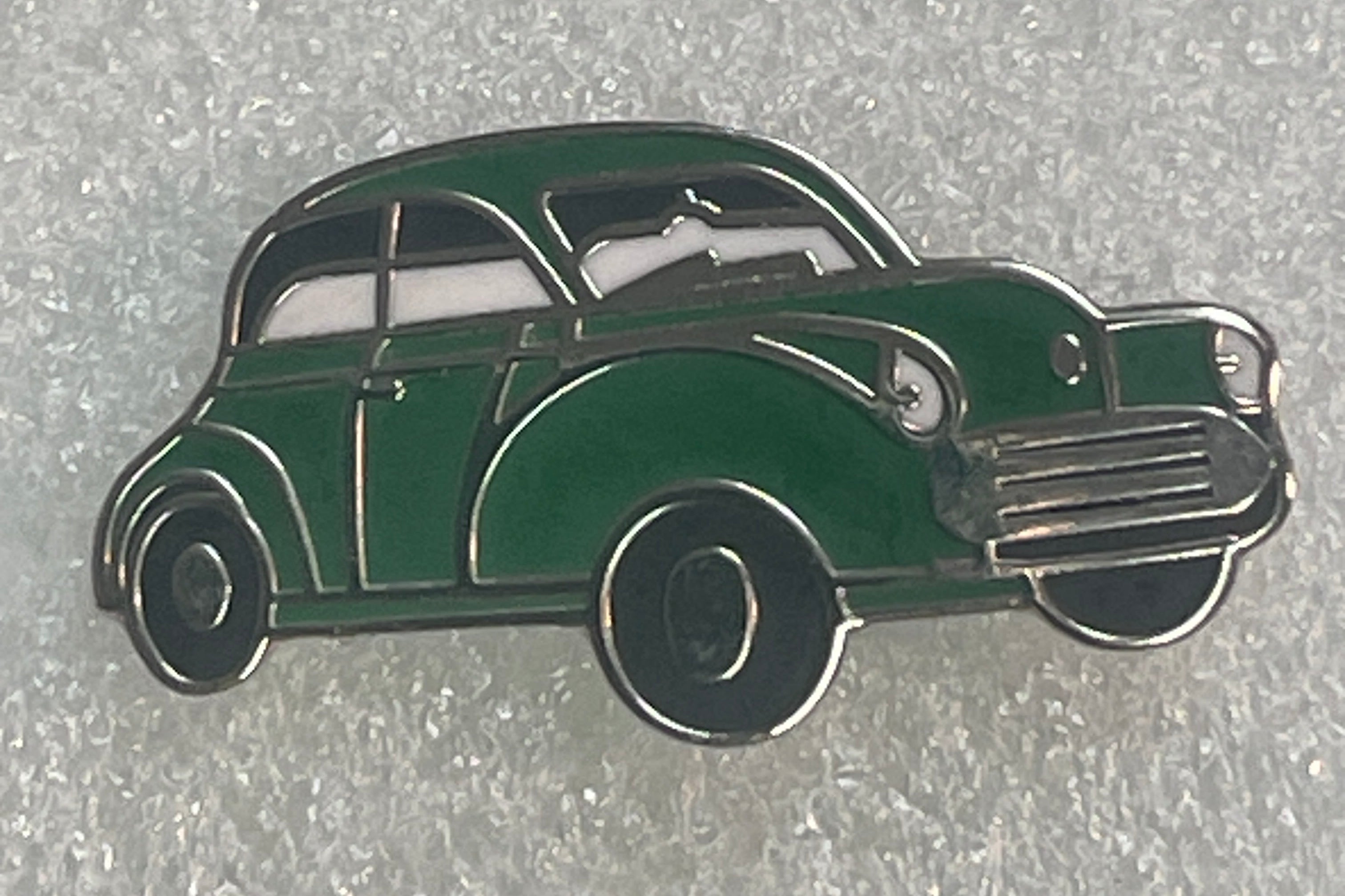 Green Morris Minor Enamel Pin Badge