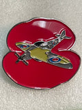 WW11 SPITFIRE AEROPLANE on RED BACKGROUND (MEMORIAL) PIN BADGE NEW